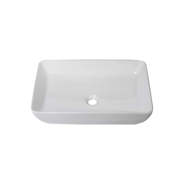 Boyel Living White Ceramic Rectangular Vessel Sink