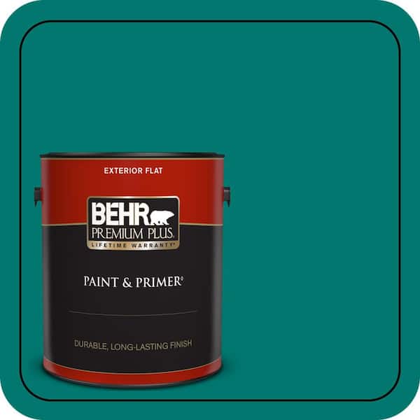 BEHR PREMIUM PLUS 1 gal. #490B-7 Mermaid Harbor Flat Exterior Paint & Primer