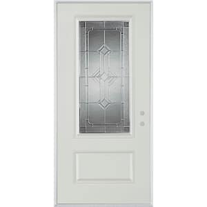 32 in. x 80 in. Neo-Deco Zinc 3/4 Lite 1-Panel Painted White Steel Prehung Front Door