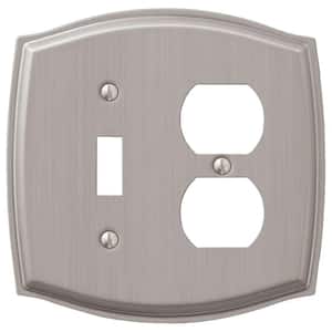 Vineyard 2 Gang 1-Toggle and 1-Duplex Steel Wall Plate - Brushed Nickel