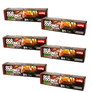 Eco Coconut Super Fire Log Solid Fuel, 2-Hour Burn Time (6-Pack)