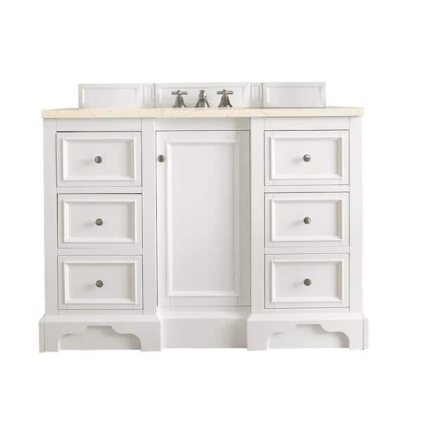 James Martin Vanities De Soto 49.3 in. W x 23.5 in. D x 36.3 in. H Bathroom Vanity in Bright White with Eternal Marfil Quartz Top