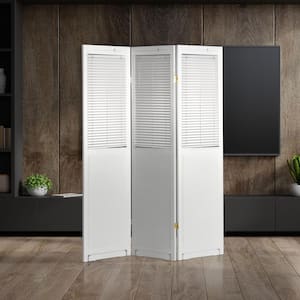 White 6 ft. Tall Adjustable Shutter 3-Panel Room Divider