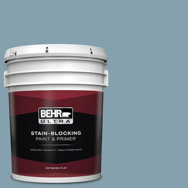 BEHR ULTRA 5 gal. #T14-14 Cloisonne Blue Flat Exterior Paint & Primer