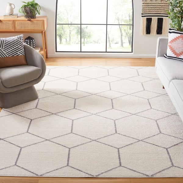 Tulum 9 ft. x 12 ft. Ivory/Gray Geometric Modern Area Rug