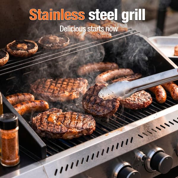 4 Burners - Stainless Steel - Gas Grills - The Home Depot
