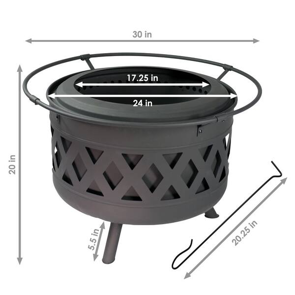 Sunnydaze 24 in. Black Crossweave Smokeless Fire Pit - NB-977