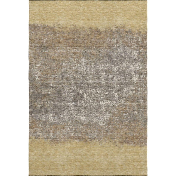 Mayfield Premium Machine Washable Abstract AMF2214 Gold 5 ft. x 7 ft. 6 in. Area Rug