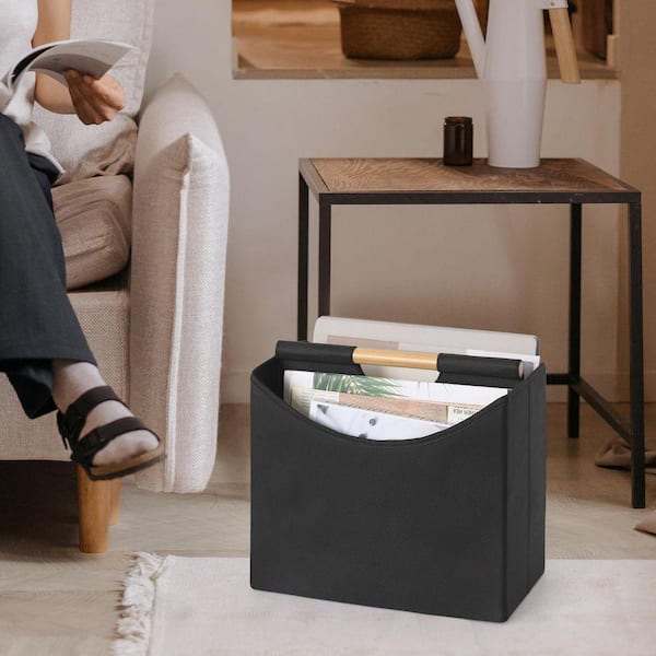 Black 13.8 in. Foldable Fabric Floor Magazine Rack LX0020 - The