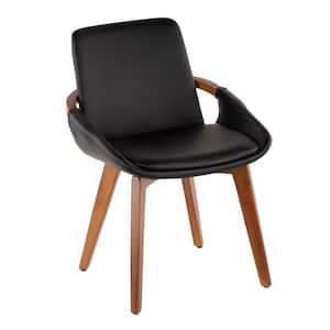 Cosmo Walnut Wood and Black Faux Leather Chair