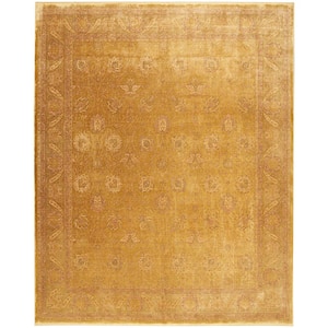 Luxurious Gold 9 ft. x 12 ft. Distressed Traditional Area Rug
