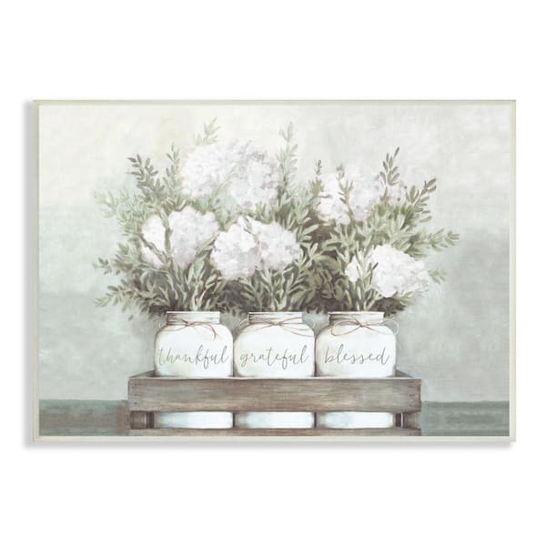 Stupell Industries "Hydrangea Bouquets Grateful Sentiment" by Dogwood Portfolio Unframed Print Abstract Wall Art 13 in. x 19 in.