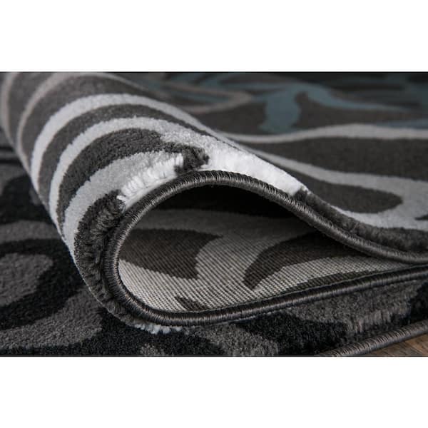 Contemporary Floral Dark Gray 5 ft. 3 in. x 7 ft. 3 in. Indoor Area Rug
