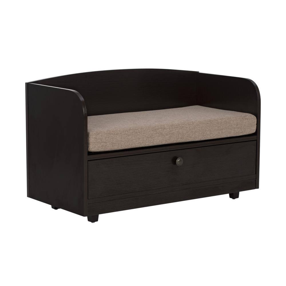 Espresso X-Small Pet Bed with Storage Drawer and Sand Cushion