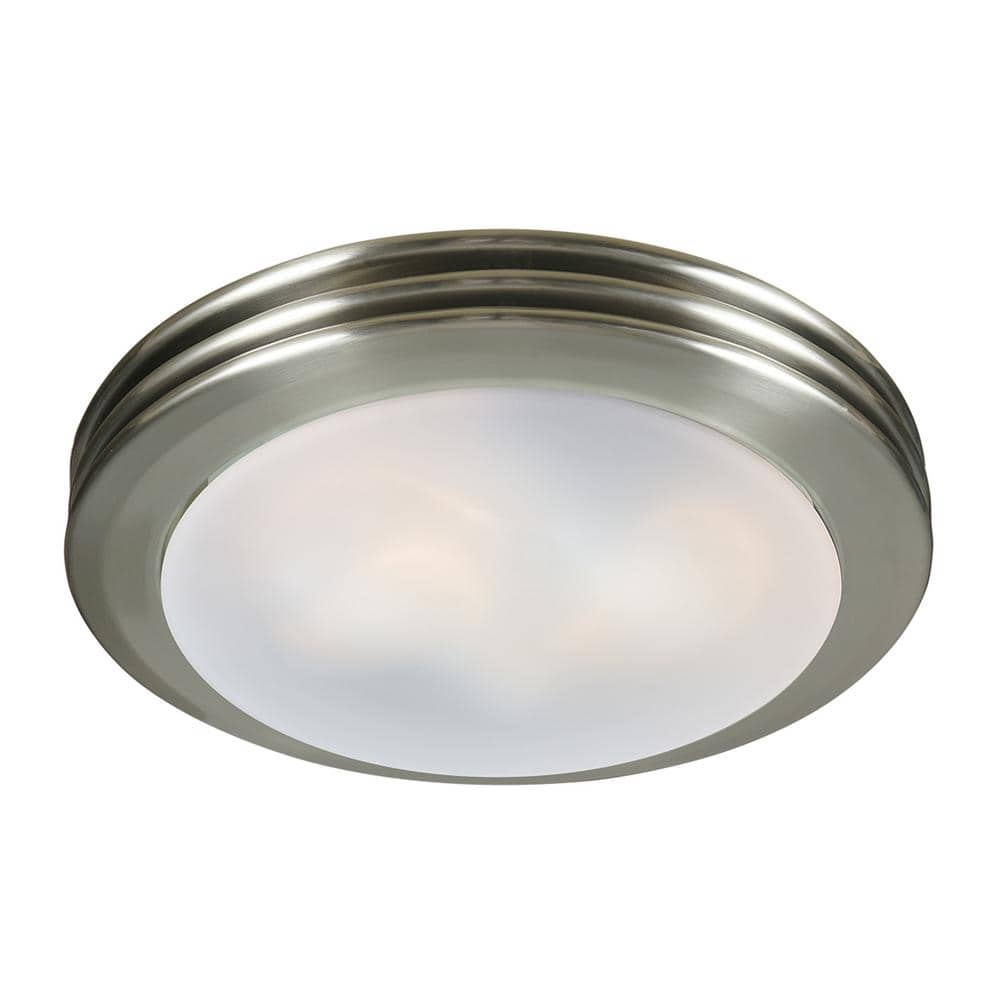 Brushed Nickel Frosted Glass Bathroom Exhaust Fan with Light