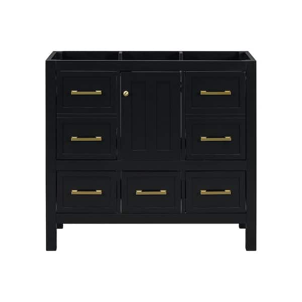 35.5 in. Bath Vanity Cabinet without Top in Black Unassembled
