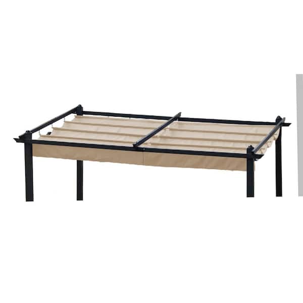 Zeus & Ruta 10 ft. x 10 ft. Beige Outdoor Patio Canopy Replacement Retractable Pergola Sun-Shelter Canopy (Top Only)