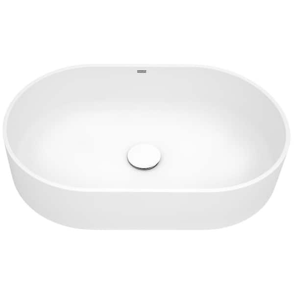 Ruvati 23 in. Matte White EpiStone Solid Surface Modern Bathroom Vessel Sink
