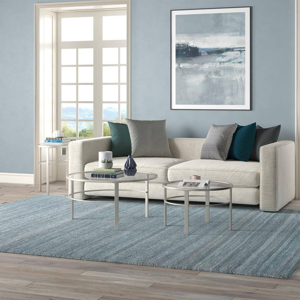 Gaia Satin Nickel Round Nested Coffee Table Set