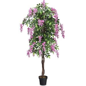 6 ' Purple Artificial Ficus Flower Tree Indoor-Outdoor Home Decor in Pot