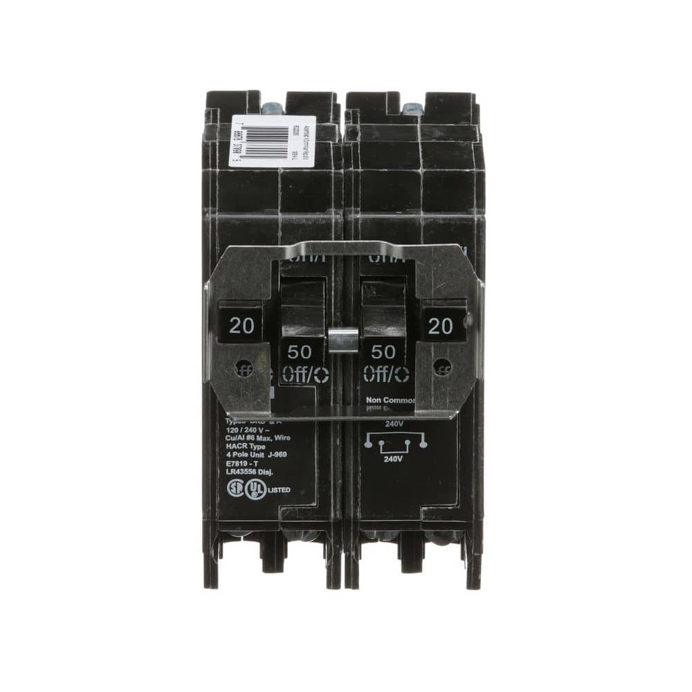 BR 1-20 Amp 2 Pole and 1-50 Amp 2 Pole BQ (Independent Trip) Quad Circuit Breaker price history on PriceWatchPro
