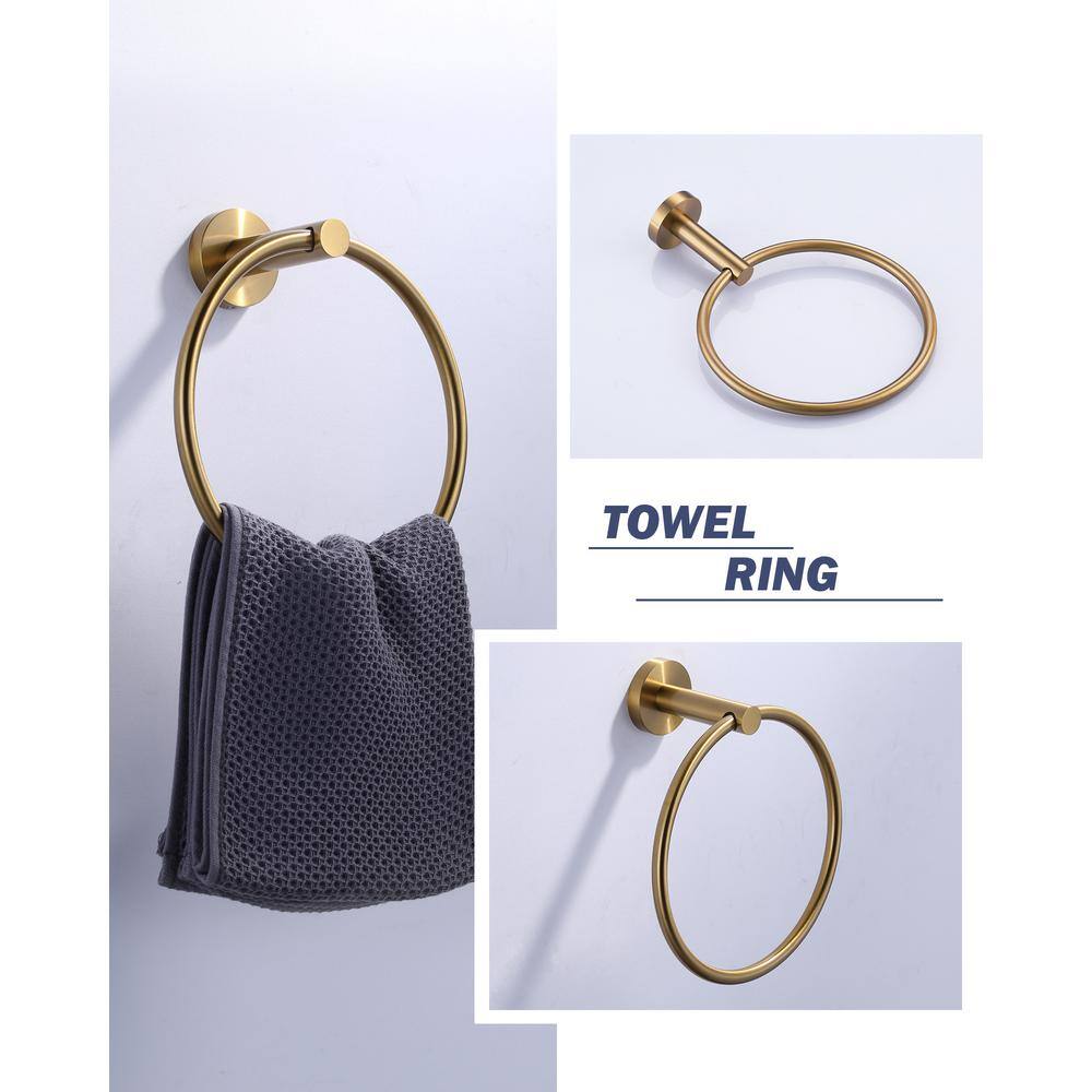 Brushed Gold Stainless Steel 6-Piece Bathroom Hardware Set