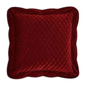 Monica Crimson Polyester 18 in. Square Quilted Decorative 18 in. x 18 in. Throw Pillow