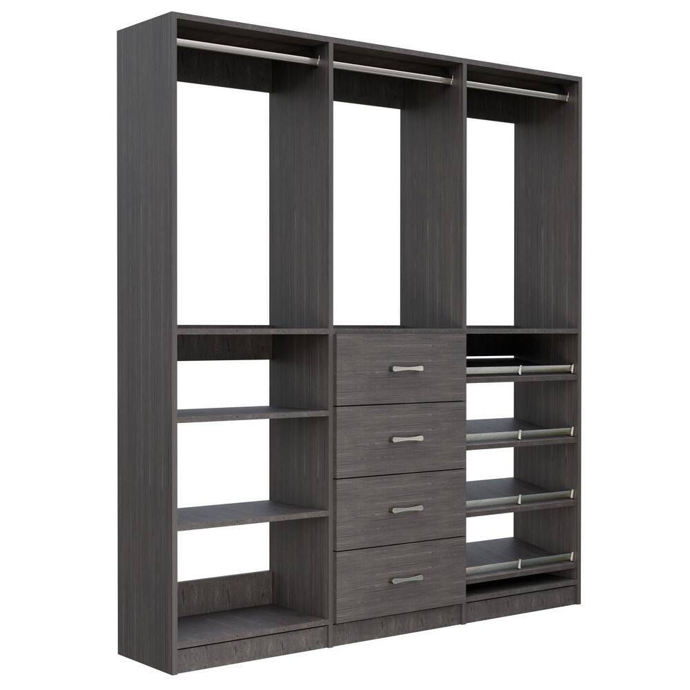 Alto Collection 67.5 in W Grey Wall Mounted Hang w Shelves, 4-Drawer w Hang, Hang w Shoe Shelves Wood Closet System price history on PriceWatchPro