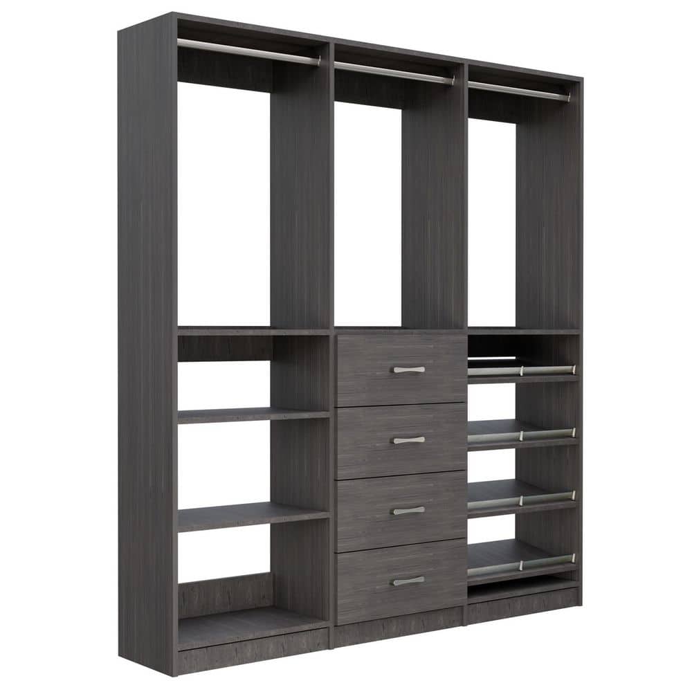 Alto Collection 72 in W Grey Wall Mounted Hang w Shelves, 4-Drawer w Hang, Hang w Shoe Shelves Wood Closet System price history on PriceWatchPro