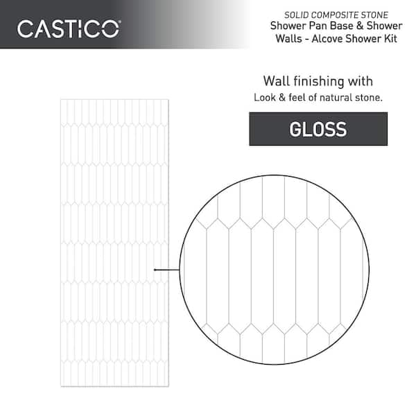 CASTICO 30 in. W x 84 in. Shower Back Walls Gray Picket