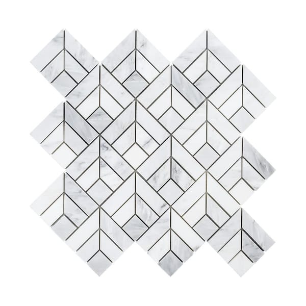 Jeffrey Court Boomerang White 11.25 in. x 11.25 in. Geometric Honed Natural Stone Mosaic Wall and Floor Tile (8.79 sq. ft./Case)