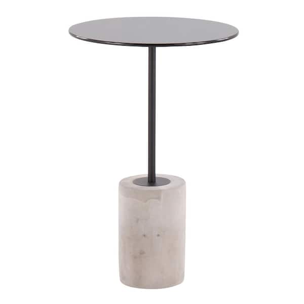 Lumisource Symbol 16 in. Black Glass, Black Metal and Concrete Side Table