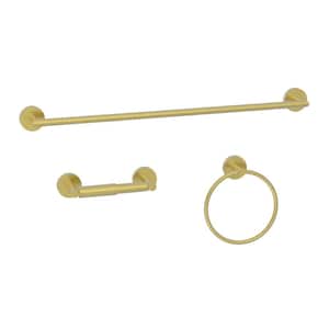 Cartway 3-Piece Bath Hardware Set with Towel Ring, Toilet Paper Holder and 24 in. Towel Bar in Matte Gold