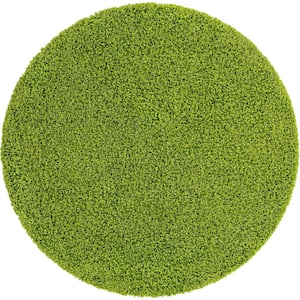 Solid Shag Grass Green 8' 0 x 8' 0 Area Rug
