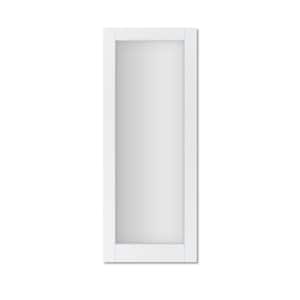 32 in. x 80 in. Solid MDF Core 1-Lite Tempered Frosted Glass and Manufacture Wood White Primed Interior Door Slab