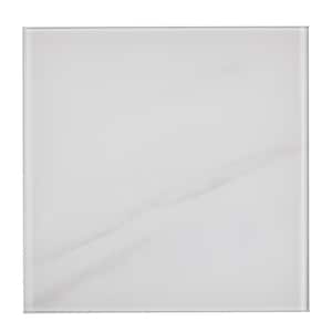 Tuscan Design Calacatta White Square 8 in. x 8 in. Glossy Glass Decorative Wall Tile (4.44 sq. ft./Case)