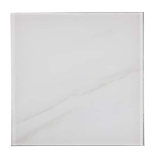 ABOLOS Tuscan Design Calacatta White Square 8 in. x 8 in. Glossy Glass Decorative Wall Tile (4.44 sq. ft./Case)