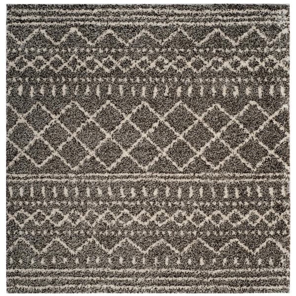 Arizona Shag Brown/Ivory 7 ft. x 7 ft. Geometric Lodge Square Area Rug
