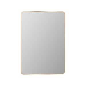 26 in. W x 38 in. H Rectangular Aluminum Slloy Framed Wall Bathroom Vanity Mirror in Gold