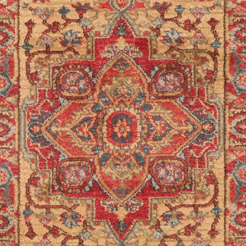 Kenitra Ruby Red & Soft Blue Traditional Area Rug
