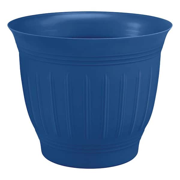 Vigoro 19.5 in. Eleanor Classic Blue Colonnade Plastic Planter (19.5 in. D x 16.5 in. H)