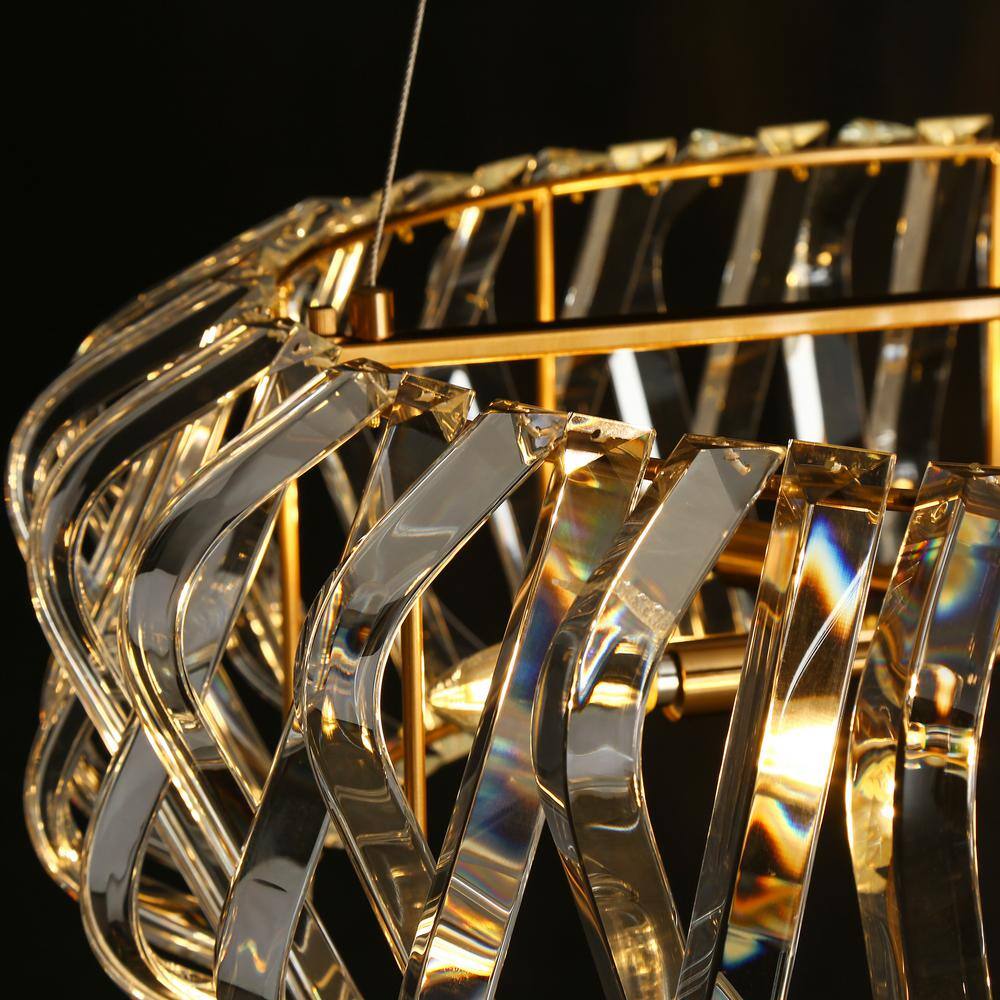 Eurydamas 28.3" Gold Brass Crystal Drum Chandelier