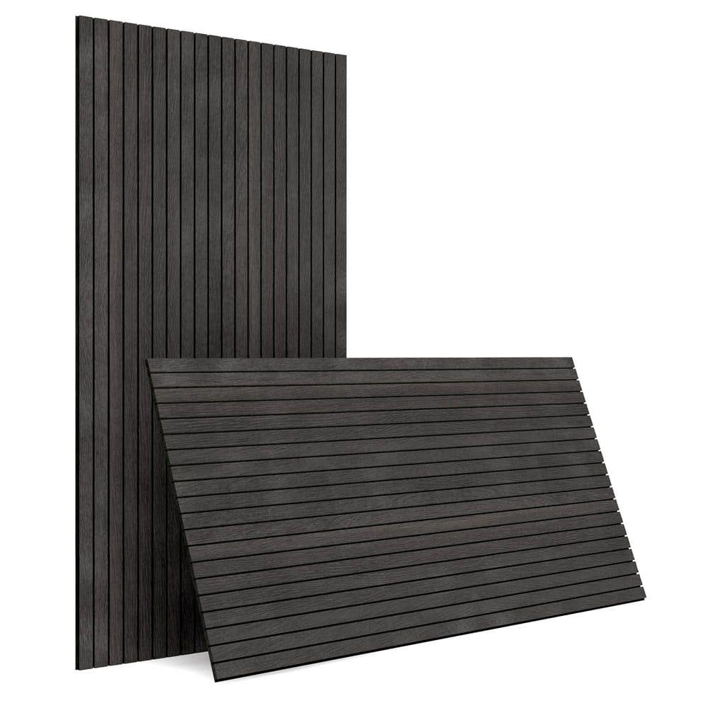 sunwings 2/5 in. x 1.96 ft. x 3.93 ft. Black Wood Slat Acoustic