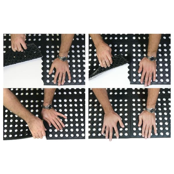 Rubber-Cal Kitchen Mat Black 0.375 in. T x 36 in. W x 60 in. L Rubber Non-Slip  Kitchen Mat 03-181-BK - The Home Depot