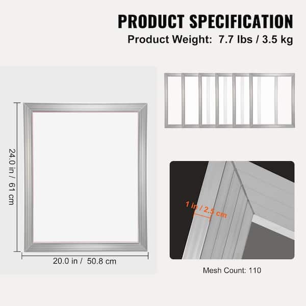 6 Pack Aluminum Frame Silk Screen Printing Screens 20x24 with 110 Mesh