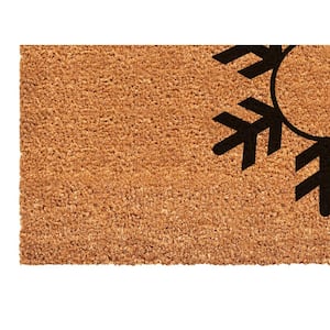 Snowflake Natural 30 in. x 48 in. Coir Monogrammed (Letter S) Door Mat