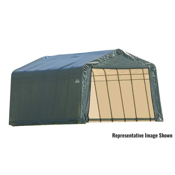 12 ft. W x 28 ft. D x 8 ft. H Steel and Polyethylene Garage without Floor in Green with Corrosion-Resistant Frame