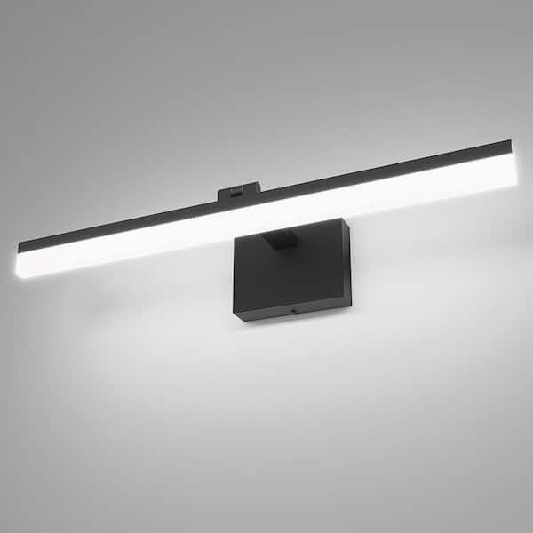 JUSHENG 23.62 in. 1-Light Black LED Vanity Light Bar with Aluminum Frosted Dimmable 5500K Light