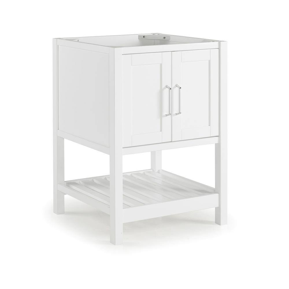 Bennet 24" White Pine Wood Modern Shaker Vanity Cabinet with Open Shelf