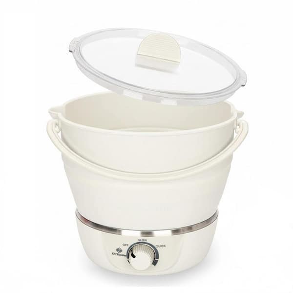 Foldable Electric Cooker 1 Piece Dual Voltage Food Grade Silicone Stainless Steel Portable Hot Pot with Steamer